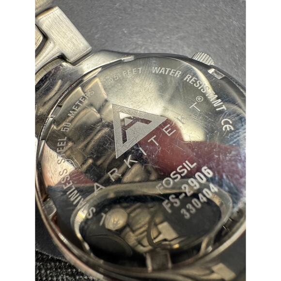 Fossil Arkitekt Watch Men's 36mm FS-2906 Silver Tone Blue Dial Date Just - Picture 7 of 8